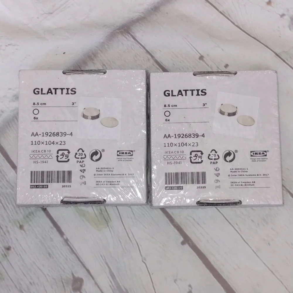 IKEA Glattis Gold Brass Two 6 Pack Coasters With Holder